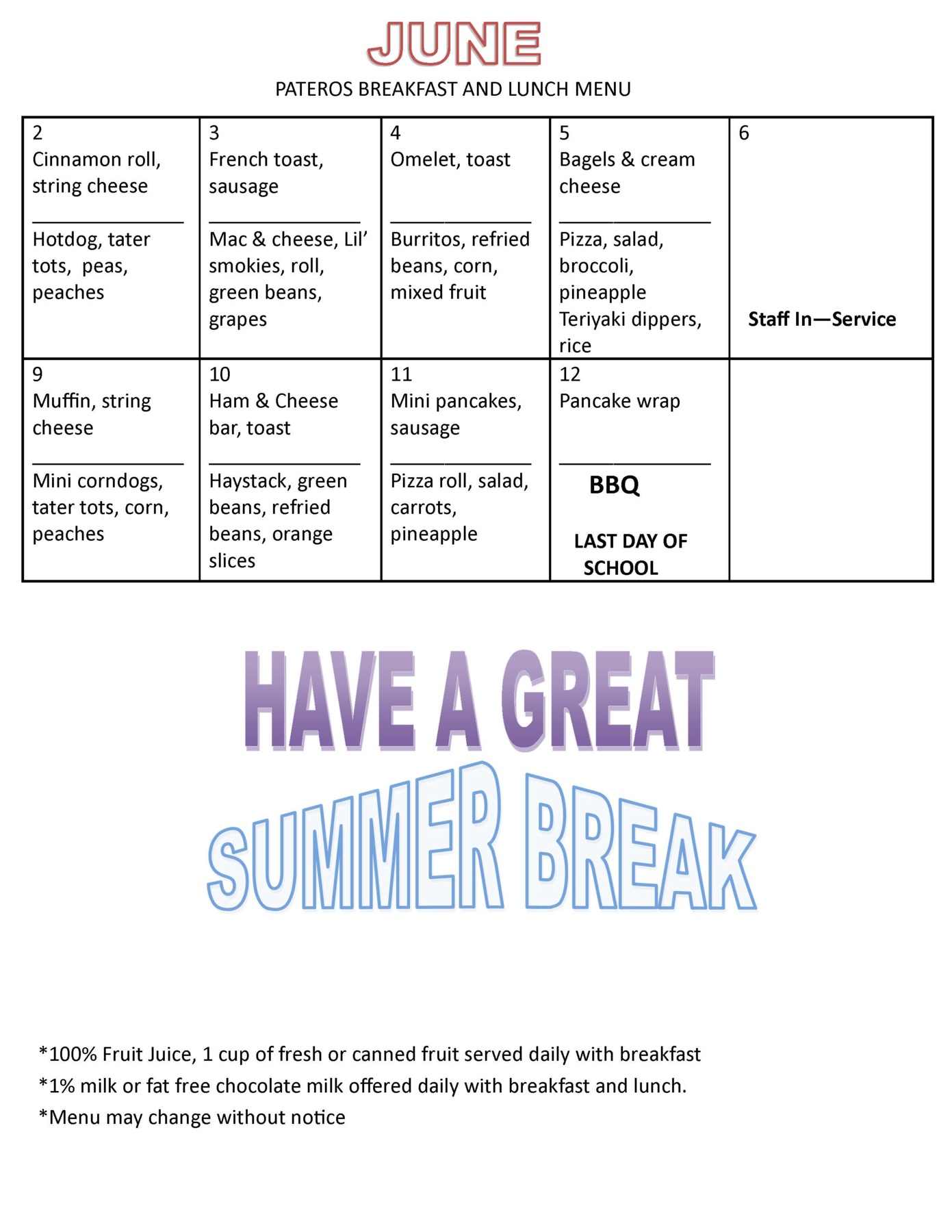 April Menu